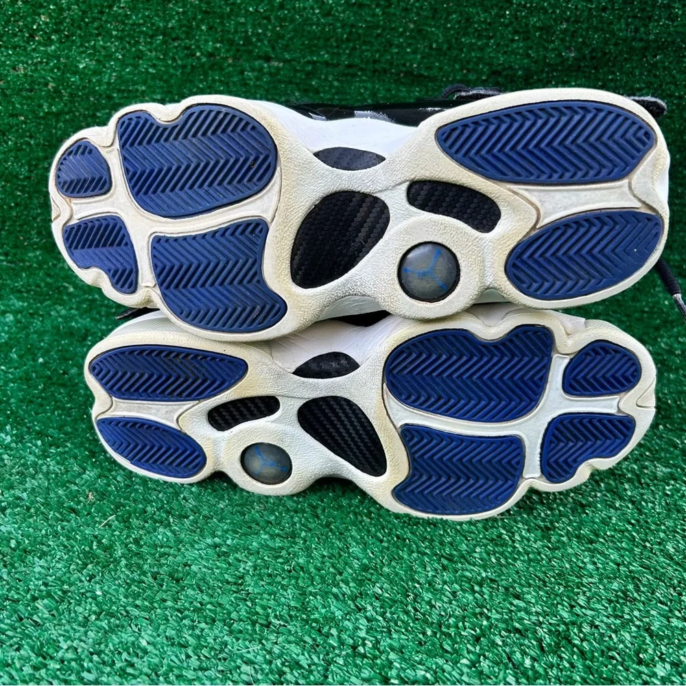 Jordan 6 Rings Space Jam‎ Black White Blue Patent Leather Sneakers 322992-016